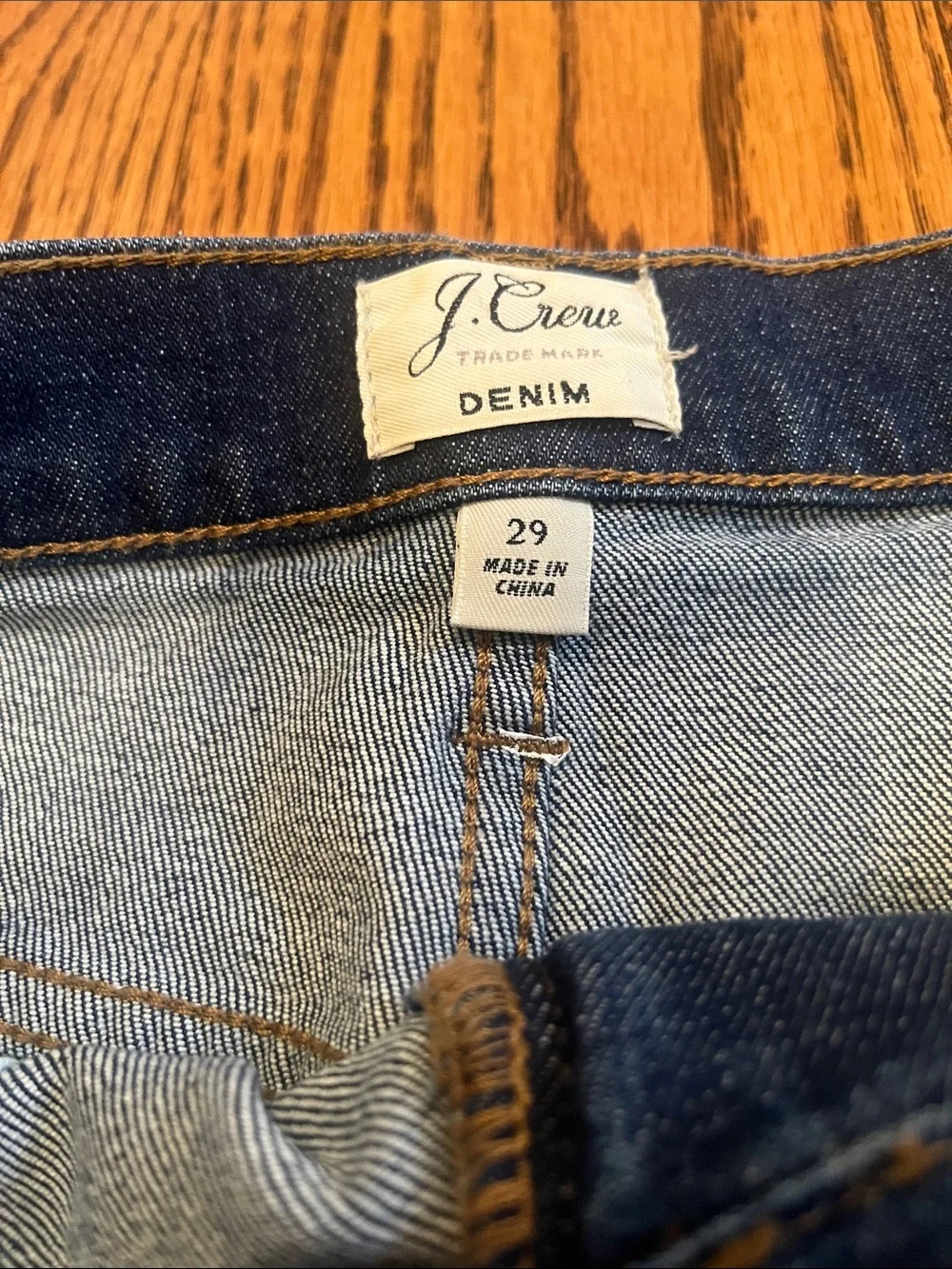 J. Crew Dark Blue Denim Mini Skirt with Frayed Hem